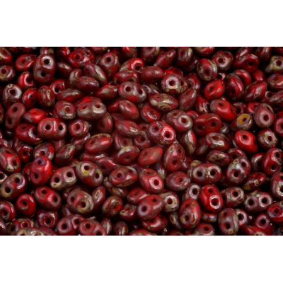 MATUBO SUPERDUO  N. 533 OPAQUE CORAL RED TRAVERTIN DARK