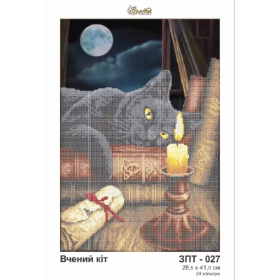 Plátno pro vyšívaní korálky - Kočka s knihami - č. 5 28,5...