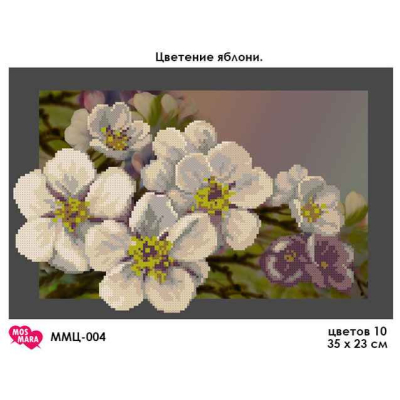 Plátno pro vyšívaní korálky - Květy jabloně - č. 55 35 x...