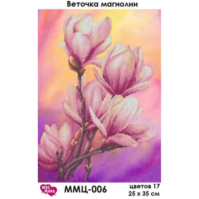 Plátno pro vyšívaní korálky - Větev magnolie - č. 57 25 x...