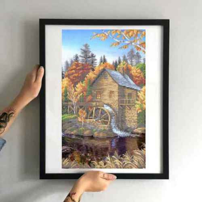 Plátno pro vyšívaní korálky - Mlýn - č. 145 29,5 x 49 cm