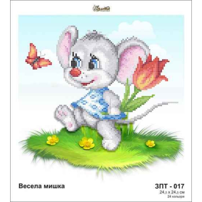 Plátno pro vyšívaní korálky - Veselá myška - č. 155 24,5...