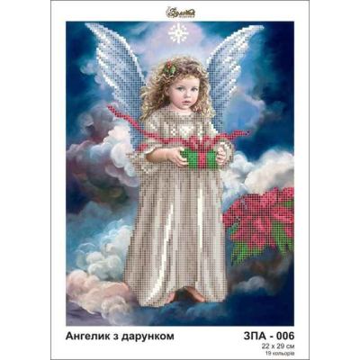 Plátno pro vyšívaní korálky - Anděl s dárkem - č. 173 22...