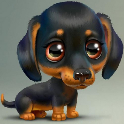 Diamantové malování - Malované štěně - č. 56 30 x 30 cm