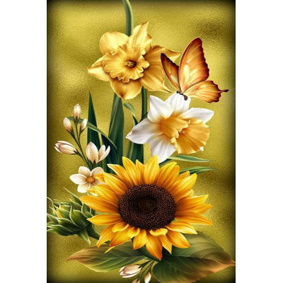 Diamantové malování - Květiny s motýlem - č. 155 45 x 85 cm