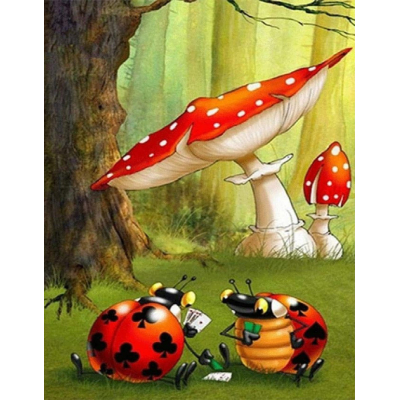 Diamantové malování - Berušky a muchomůrky - č. 157 40 x...