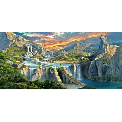 Diamantové malování - Krajina s hradem - č. 158 80 x 40 cm