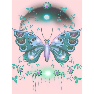 Diamantové malování - Malovaný motýl - č. 198 30 x 40 cm