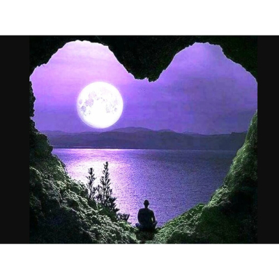 Diamantové malování - Srdce ve skále při úplňku - č. 216...