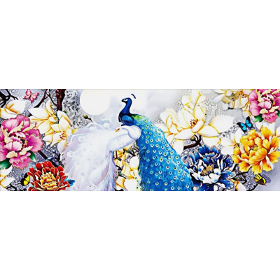 Diamantové malování - Pávi v květech - č. 258 100x50 cm