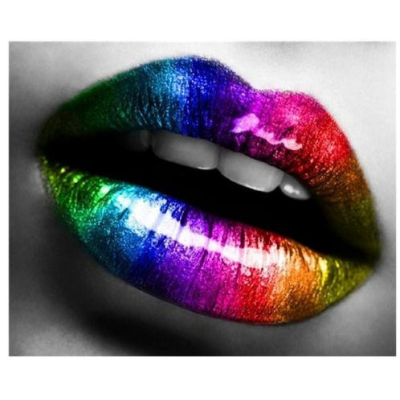 Diamantové malování - Duhová pusa - č. 303 40x40 cm