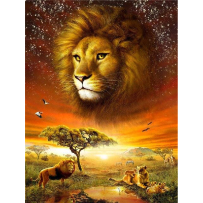 Diamantové malování - Lev král zvířat - č. 305 30x40 cm