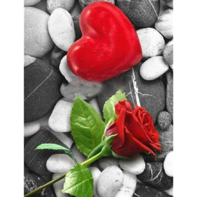 Diamantové malování - Červený kamínek s růží - č. 311...