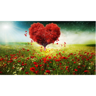 Diamantové malování - Strom srdce v zahradě - č. 324...