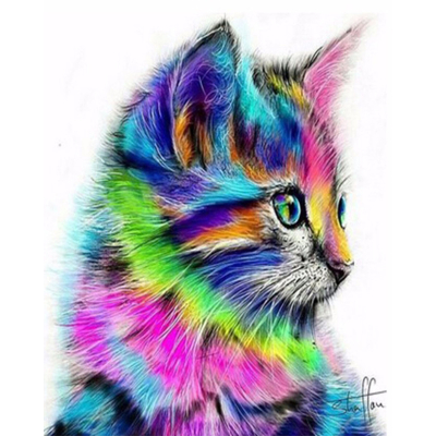 Diamantové malování - Duhové kotě - č. 337 40x50 cm