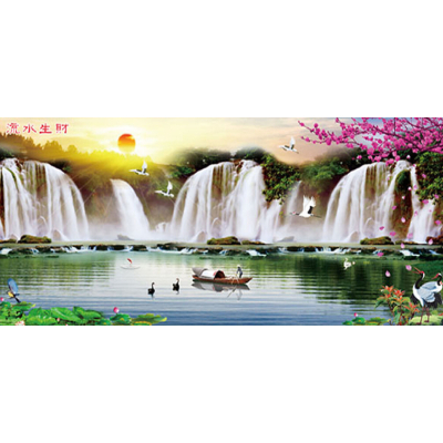 Diamantové malování - Rybař pod vodopády - č. 363 40x85 cm