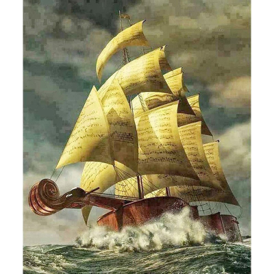 Diamantové malování - Hudební loď - č. 382 30x40 cm