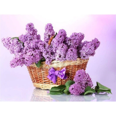 Diamantové malování - Šeříky v košíku - č. 383 30x40 cm