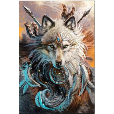 Diamantové malování - Indiánský vlk - č. 391 40x60 cm
