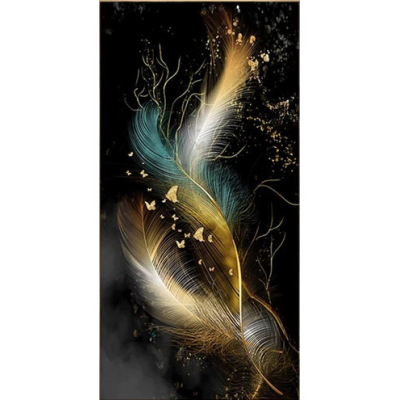 Diamantové malování - Pírka s motýly - č. 403 50x100 cm