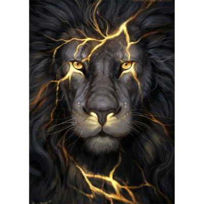 Diamantové malování - Černý lev - č. 412 50x70 cm