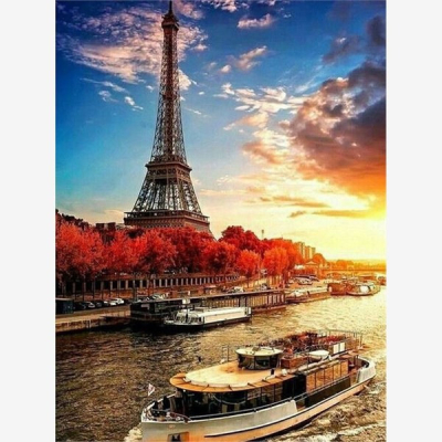Diamantové malování - Eiffelova věž u Seiny - č. 421...