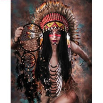 Diamantové malování - Indiánka s lapačem snu - č. 422...