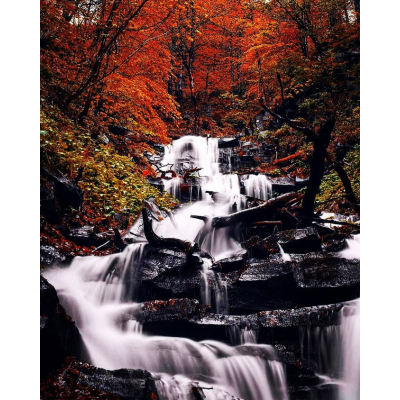 Diamantové malování - Vodopád v barvách podzimu - č. 436...