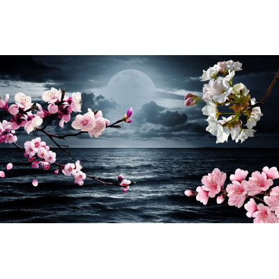 Diamantové malování - Měsíc nad mořem - č. 460 120x70 cm