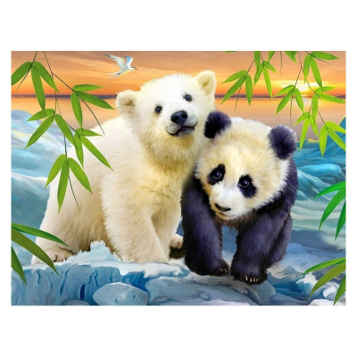 Diamantové malování - Panda s ledním medviďatem - č. 464...