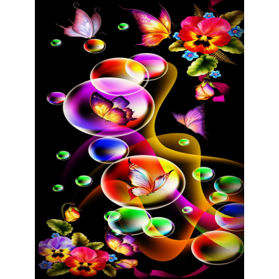 Diamantové malování - Bubliny a motýli - č. 480 65x85 cm