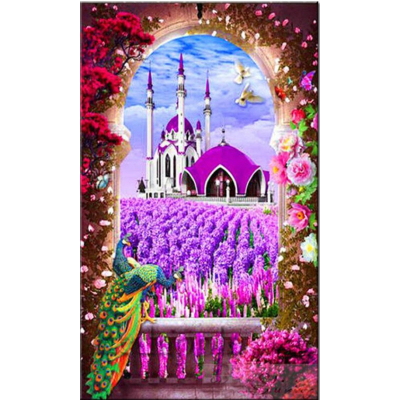 Diamantové malování - Zámek za oknem - č. 482 65x85 cm