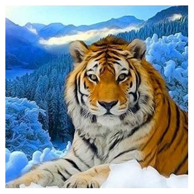 Diamantové malování - Tygr v zasněžené krajině - č. 495...