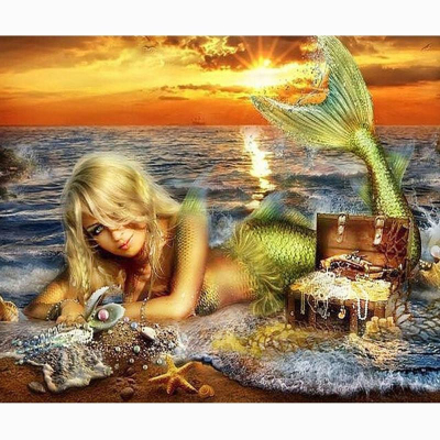 Diamantové malování - Mořská panna - č. 499 40x50 cm