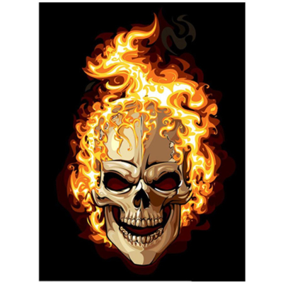 Diamantové malování - Ohnivá lebka - č. 512 30x40 cm