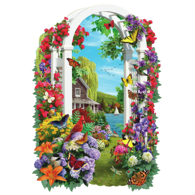 Diamantové malování - Květinová branka k jezeru - č. 518...