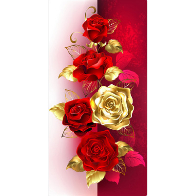 Diamantové malování - Zlatá a červené růže - č. 519 65x95 cm