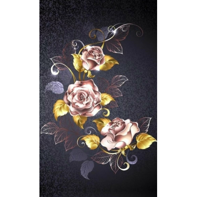 Diamantové malování - Růže se zlatými listy - č. 531...