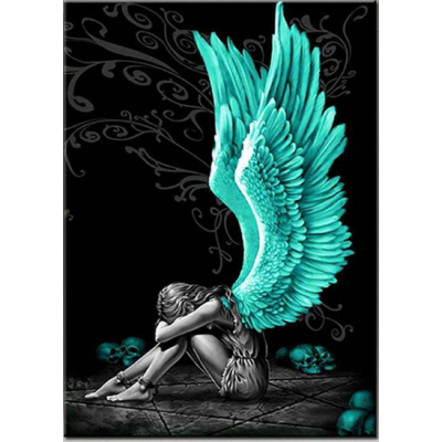 Diamantové malování - Tyrkysový smutný anděl - č. 540...