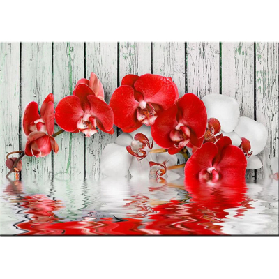 Diamantové malování - Červené lilie s odrazem - č. 557...