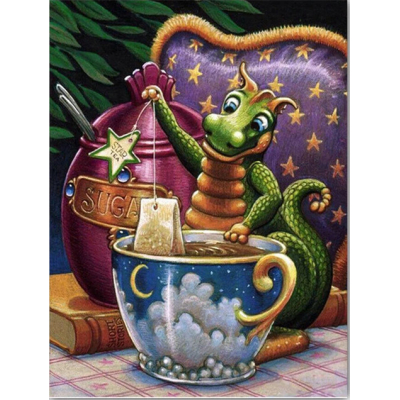 Diamantové malování - Draček s čajem - č. 567 65x95 cm