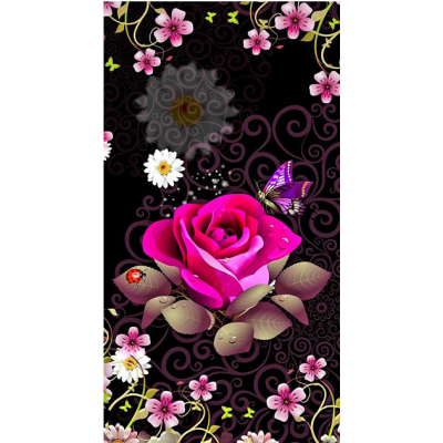 Diamantové malování - Růže s beruškou a motýlem - č. 585...