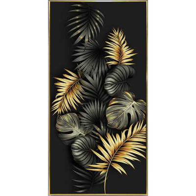 Diamantové malování - Zlaté abstrakti listy - č. 586...