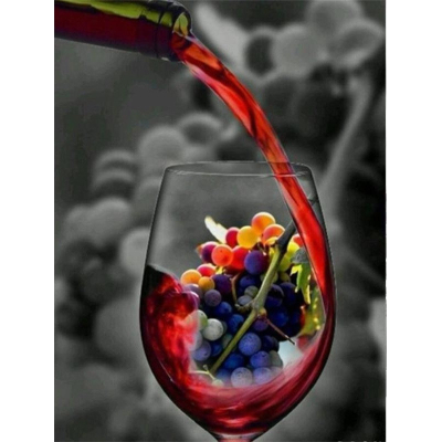 Diamantové malování - Červené víno - č. 600 40x50 cm