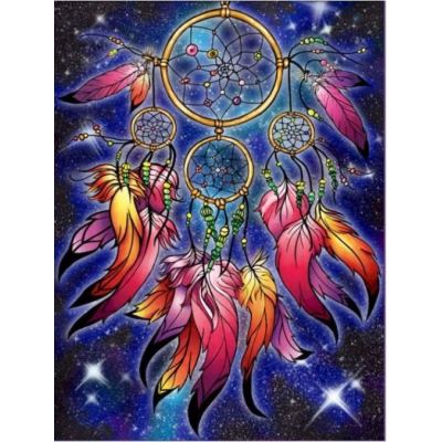Diamantové malování - Malovaný lapač snů - č. 611 30x40 cm