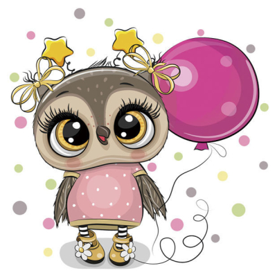 Diamantové malování - Sova s balónkem - č. 622 30x30 cm