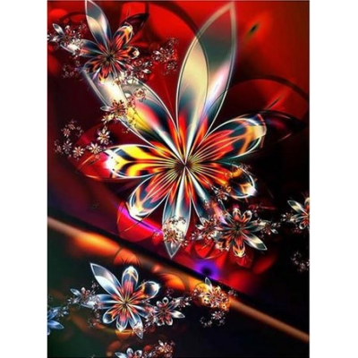 Diamantové malování - Abstraktní květ v červené - č. 631...