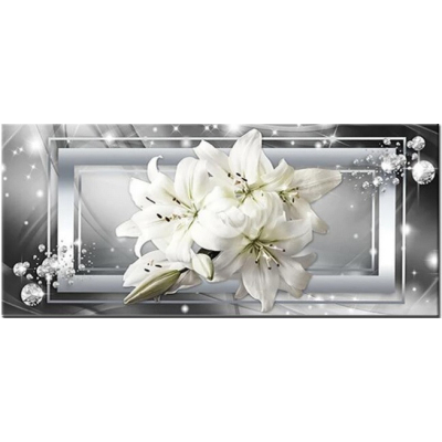 Diamantové malování - Bílá lilie v rámu - č. 635 120x60 cm