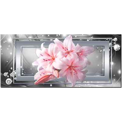 Diamantové malování - Růžová lilie v rámu - č. 636 120x60 cm