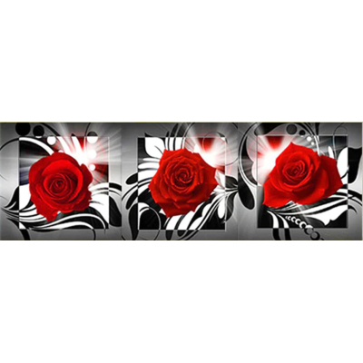 Diamantové malování - Červené květy růží - č. 639 120x60 cm
